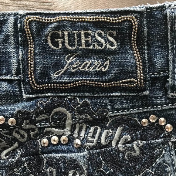 Guess Daredevil Skinny Leg Jeans with Studded Rose🌹Embroidery (NWT) - Picture 6 of 15